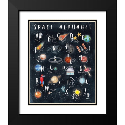 Space Alphabet Black Modern Wood Framed Art Print with Double Matting by Nieman, Rachel