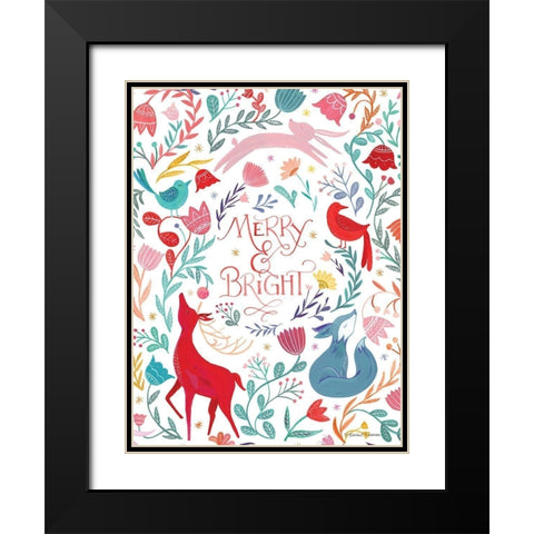 Woodland Merry and Bright    Black Modern Wood Framed Art Print with Double Matting by Nieman, Rachel