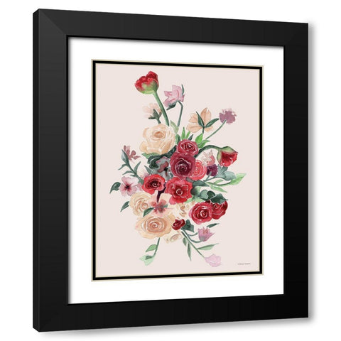 Deep Red Floral Bouquet Black Modern Wood Framed Art Print with Double Matting by Nieman, Rachel