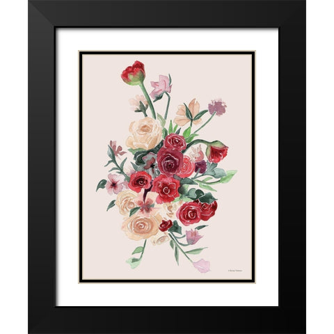 Deep Red Floral Bouquet Black Modern Wood Framed Art Print with Double Matting by Nieman, Rachel