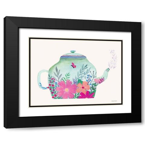 Garden Teapot Black Modern Wood Framed Art Print with Double Matting by Nieman, Rachel