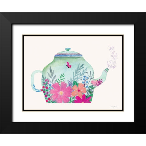 Garden Teapot Black Modern Wood Framed Art Print with Double Matting by Nieman, Rachel