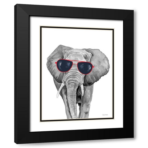 Looking Cool Elephant Black Modern Wood Framed Art Print with Double Matting by Nieman, Rachel