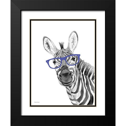 I See You Zebra Black Modern Wood Framed Art Print with Double Matting by Nieman, Rachel