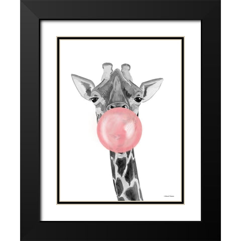 Bubblegum Giraffe Black Modern Wood Framed Art Print with Double Matting by Nieman, Rachel