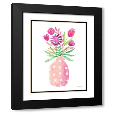 Pretty in Pink Flower Pot Black Modern Wood Framed Art Print with Double Matting by Nieman, Rachel