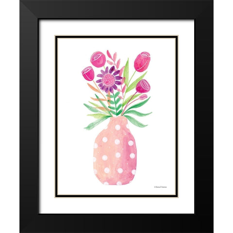Pretty in Pink Flower Pot Black Modern Wood Framed Art Print with Double Matting by Nieman, Rachel