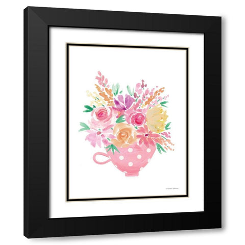 Pretty in Pink Tea Cup Black Modern Wood Framed Art Print with Double Matting by Nieman, Rachel