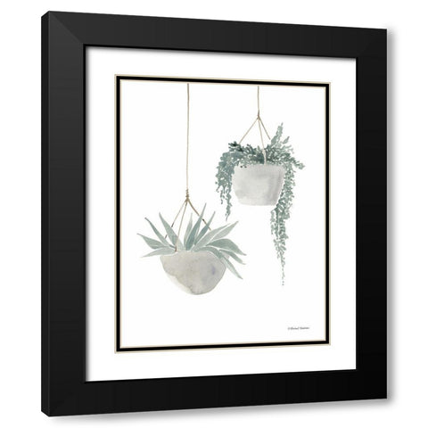 Sage Hanging Planters Black Modern Wood Framed Art Print with Double Matting by Nieman, Rachel