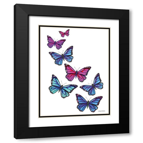 Vibrant Flying Butterflies Black Modern Wood Framed Art Print with Double Matting by Nieman, Rachel