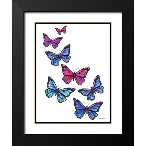 Vibrant Flying Butterflies Black Modern Wood Framed Art Print with Double Matting by Nieman, Rachel