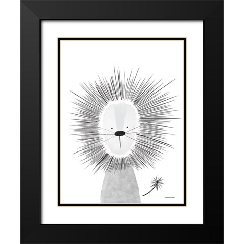 Lion Line Drawing 2 Black Modern Wood Framed Art Print with Double Matting by Nieman, Rachel