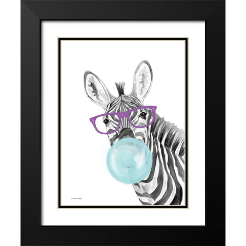 Bubble Gum Zebra Black Modern Wood Framed Art Print with Double Matting by Nieman, Rachel