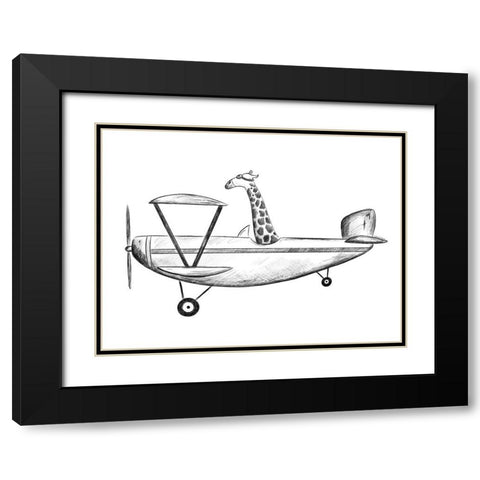 Giraffe in a Plane Black Modern Wood Framed Art Print with Double Matting by Nieman, Rachel