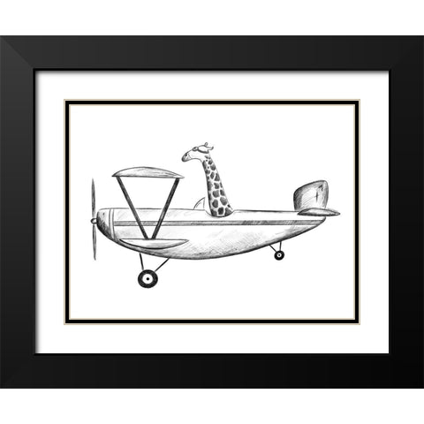 Giraffe in a Plane Black Modern Wood Framed Art Print with Double Matting by Nieman, Rachel