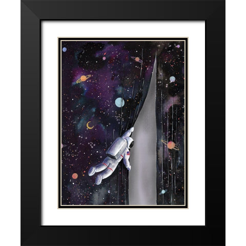 Astronaut in Space Black Modern Wood Framed Art Print with Double Matting by Nieman, Rachel