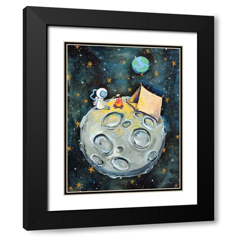Camping Astronaut Black Modern Wood Framed Art Print with Double Matting by Nieman, Rachel