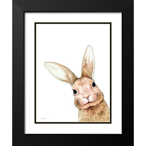 Fluffy Peekaboo Bunny Black Modern Wood Framed Art Print with Double Matting by Nieman, Rachel