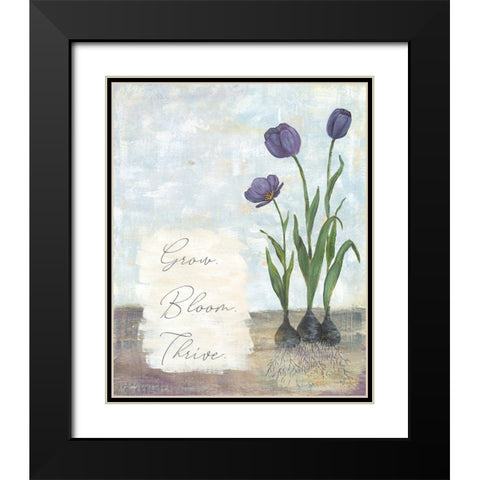 Grow Bloom Thrive Black Modern Wood Framed Art Print with Double Matting by Soulspeak And Sawdust