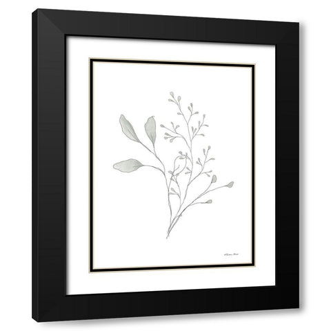 Simple Leaves 3 Black Modern Wood Framed Art Print with Double Matting by Ball, Susan