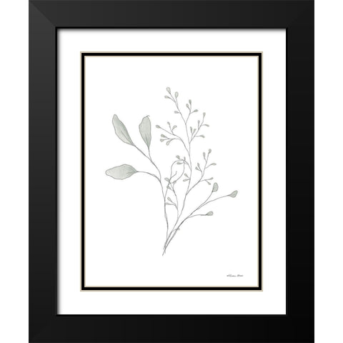 Simple Leaves 3 Black Modern Wood Framed Art Print with Double Matting by Ball, Susan