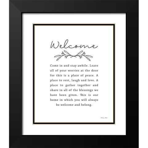 Welcome Black Modern Wood Framed Art Print with Double Matting by Ball, Susan