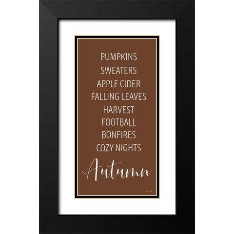 Autumn Words Black Modern Wood Framed Art Print with Double Matting by Ball, Susan