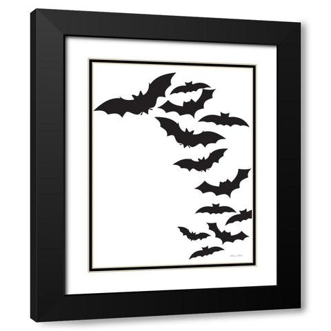 Flock of Bats Black Modern Wood Framed Art Print with Double Matting by Ball, Susan