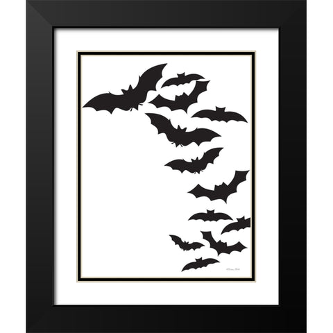 Flock of Bats Black Modern Wood Framed Art Print with Double Matting by Ball, Susan