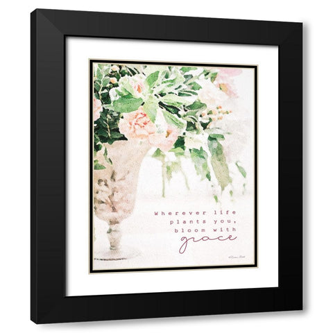 Bloom with Grace Black Modern Wood Framed Art Print with Double Matting by Ball, Susan
