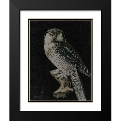 Moody Owl Black Modern Wood Framed Art Print with Double Matting by Ball, Susan