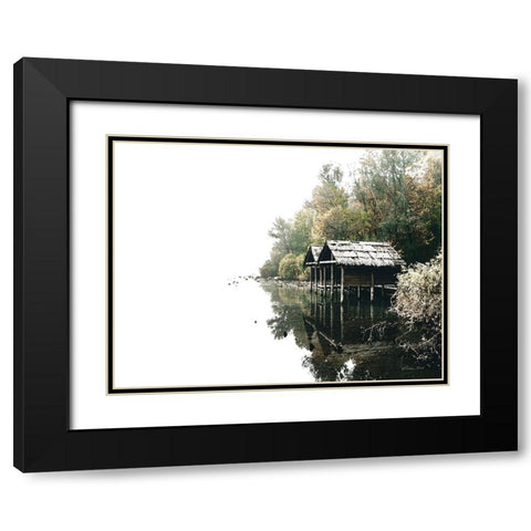 Docs on the Lake Black Modern Wood Framed Art Print with Double Matting by Ball, Susan