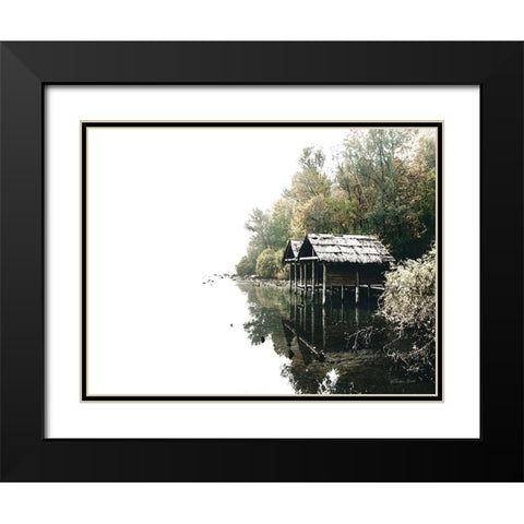 Docs on the Lake Black Modern Wood Framed Art Print with Double Matting by Ball, Susan