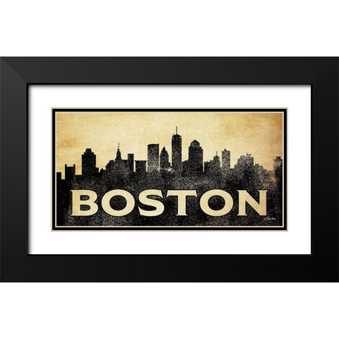 Boston Skyline Black Modern Wood Framed Art Print with Double Matting by Ball, Susan