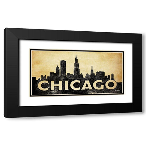 Chicago Skyline Black Modern Wood Framed Art Print with Double Matting by Ball, Susan