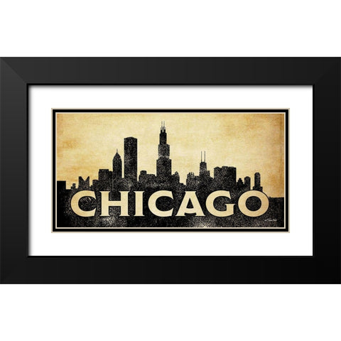 Chicago Skyline Black Modern Wood Framed Art Print with Double Matting by Ball, Susan