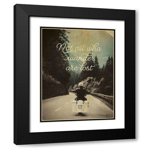 Not All Who Wander Black Modern Wood Framed Art Print with Double Matting by Ball, Susan