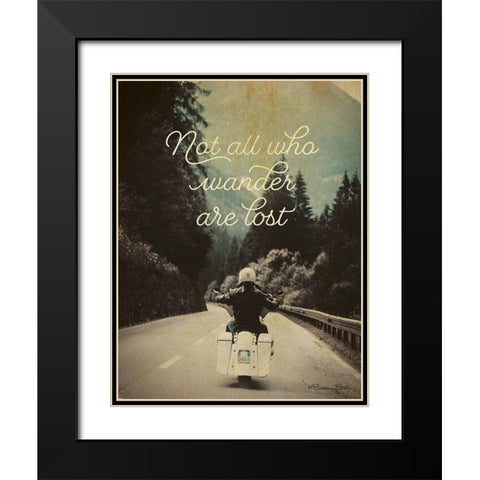 Not All Who Wander Black Modern Wood Framed Art Print with Double Matting by Ball, Susan