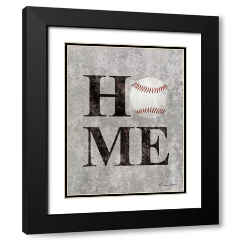 Baseball HOME Black Modern Wood Framed Art Print with Double Matting by Ball, Susan