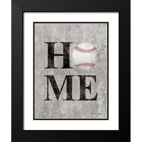 Baseball HOME Black Modern Wood Framed Art Print with Double Matting by Ball, Susan