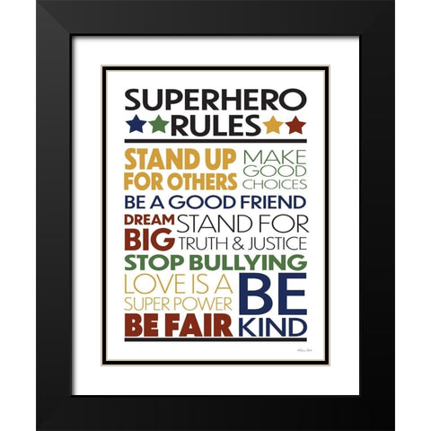 Superhero Rules Black Modern Wood Framed Art Print with Double Matting by Ball, Susan