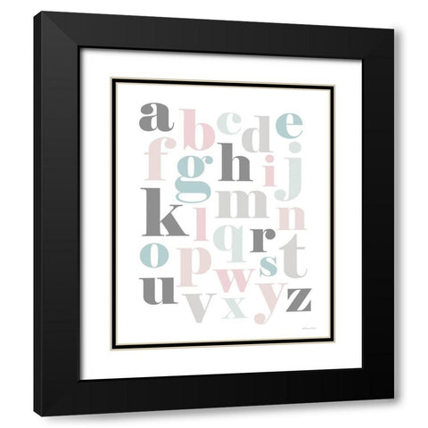 Softly Colored Alphabet Black Modern Wood Framed Art Print with Double Matting by Ball, Susan