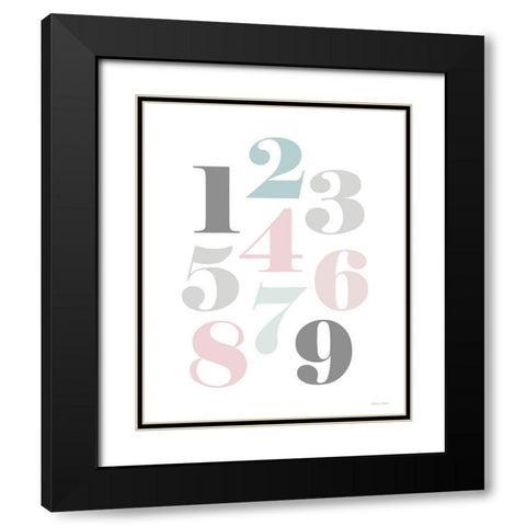 Softly Colored Numbers Black Modern Wood Framed Art Print with Double Matting by Ball, Susan