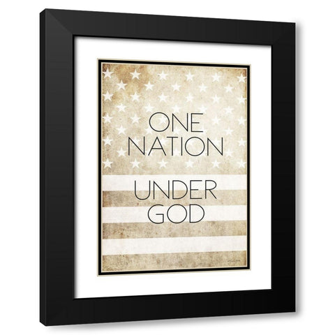 One Nation Under God Black Modern Wood Framed Art Print with Double Matting by Ball, Susan