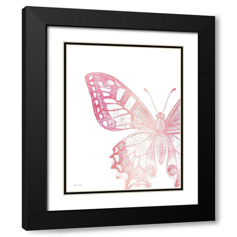 Pink Butterfly I Black Modern Wood Framed Art Print with Double Matting by Ball, Susan