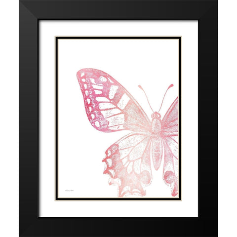 Pink Butterfly I Black Modern Wood Framed Art Print with Double Matting by Ball, Susan