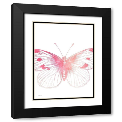 Pink Butterfly III Black Modern Wood Framed Art Print with Double Matting by Ball, Susan