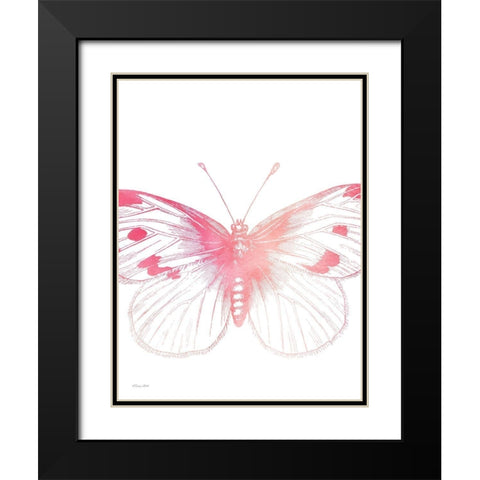 Pink Butterfly III Black Modern Wood Framed Art Print with Double Matting by Ball, Susan