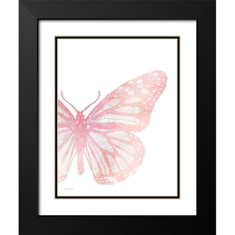 Pink Butterfly IV Black Modern Wood Framed Art Print with Double Matting by Ball, Susan