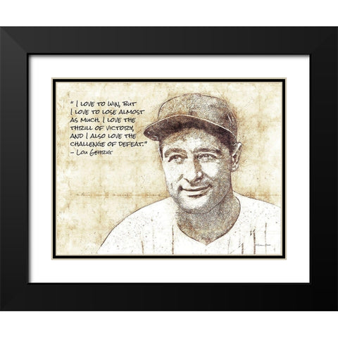 Lou Gehrig Sketch Black Modern Wood Framed Art Print with Double Matting by Ball, Susan